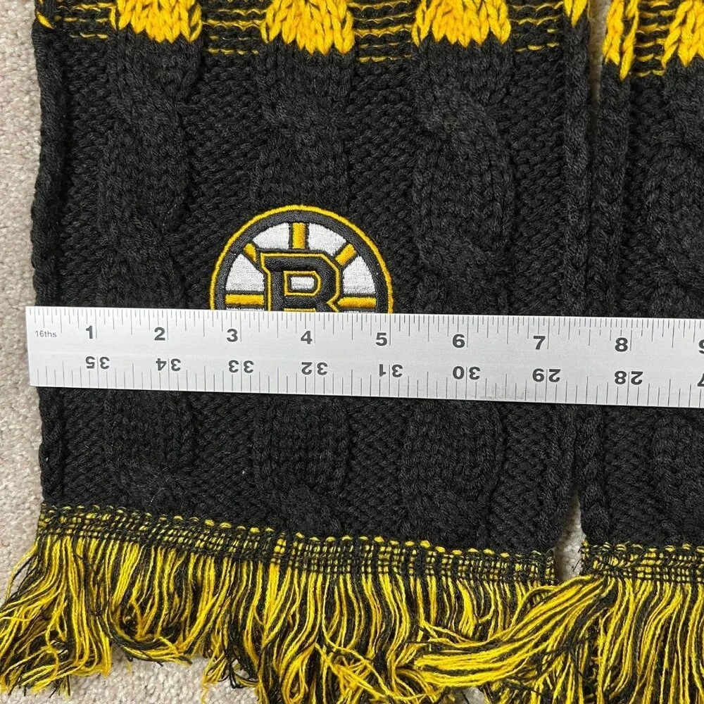 Reebok Unisex One Size Black‎ Yellow Fringe NHL Boston Bruins Hockey Scarf NWT